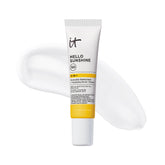 IT Cosmetics Hello Sunshine bottle close-up showing clear SPF 50 protection for daily wear