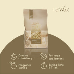 Close-up of Italwax natural hard wax beads for all skin types.
