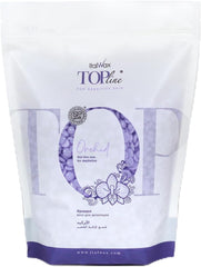 Italwax Top Line Orchid wax jar close-up showing transparent texture for precise placement.