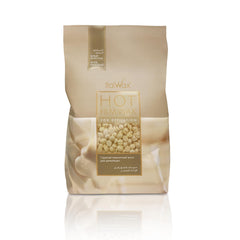 Italwax White Chocolate beads in jar with vanilla aroma for smooth removal.