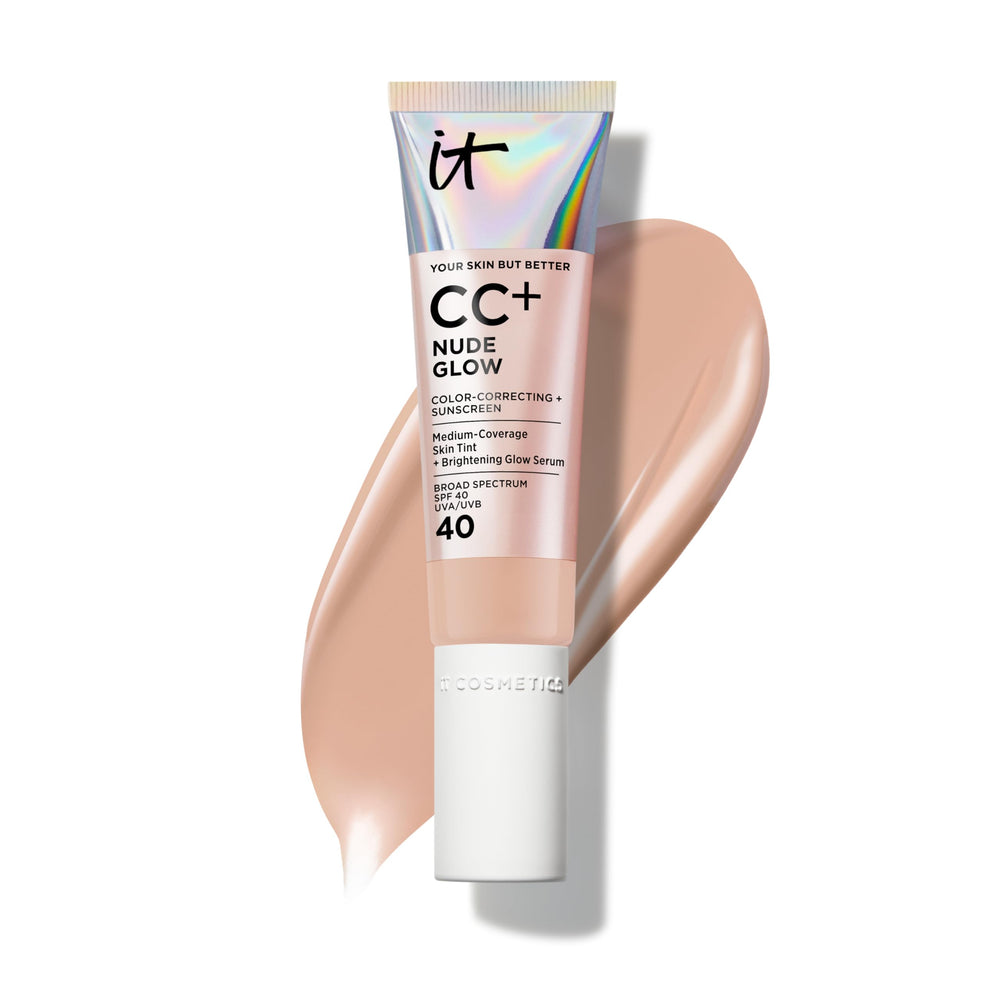 IT Cosmetics CC+ Nude Glow, bouteille avec pompe prête à l’emploi pour une application douce et précise