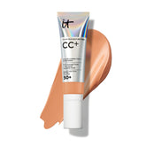 IT Cosmetics CC+ Cream Tan Cool bottle showcases shade and daily, even-toned skin.