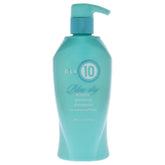 It's a 10 Haircare Blow Dry Miracle Glossing Shampoo bottle pour boosts salon-like shine while protecting color.