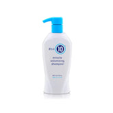 It's a 10 Haircare Miracle Volumizing Shampoo bottle pouring to boost lift and body.