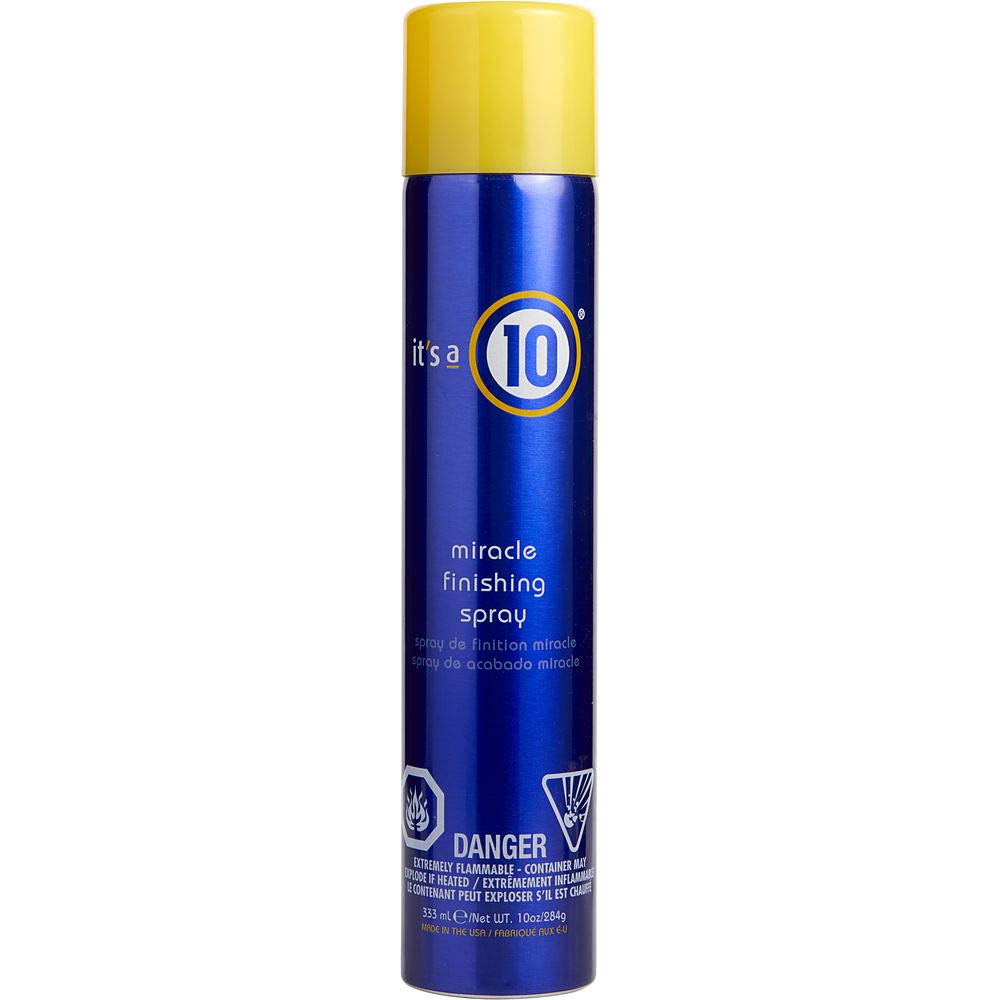 It's a 10 Haircare Miracle Finishing Spray bottle for smooth, shiny hair