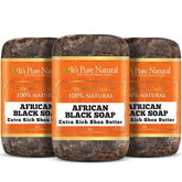 It's Pure Natural African Black Soap bars with rich shea butter create a nourishing lather.