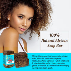It's Pure Natural African Black Soap ingredients with shea butter and cocoa