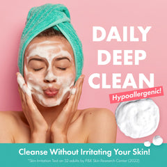 Closeup of peptides and ingredients in Its SKIN cleansing foam