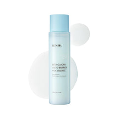 IUNIK Beta-Glucan Barrier Milk Essence bottle showing lightweight hydration for sensitive skin