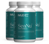 IVL SeaNu Hair Vitamins bottle promotes daily support for healthier hair.
