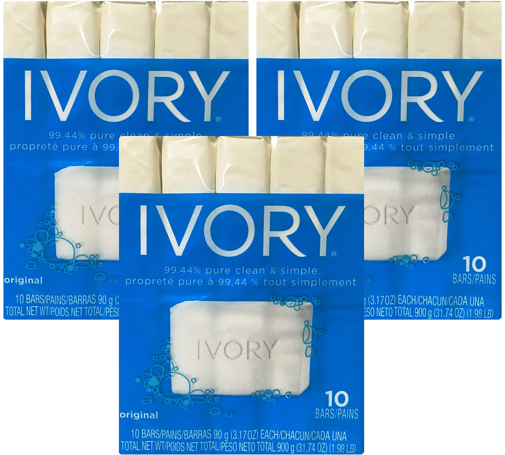 Ivory Soap original bar, 3.17 oz, pack of 30 bars for daily cleansing.