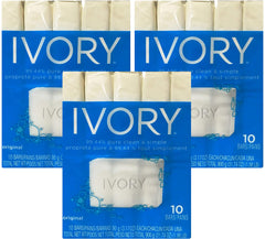 Ivory Soap original bar, 3.17 oz, pack of 30 bars for daily cleansing.