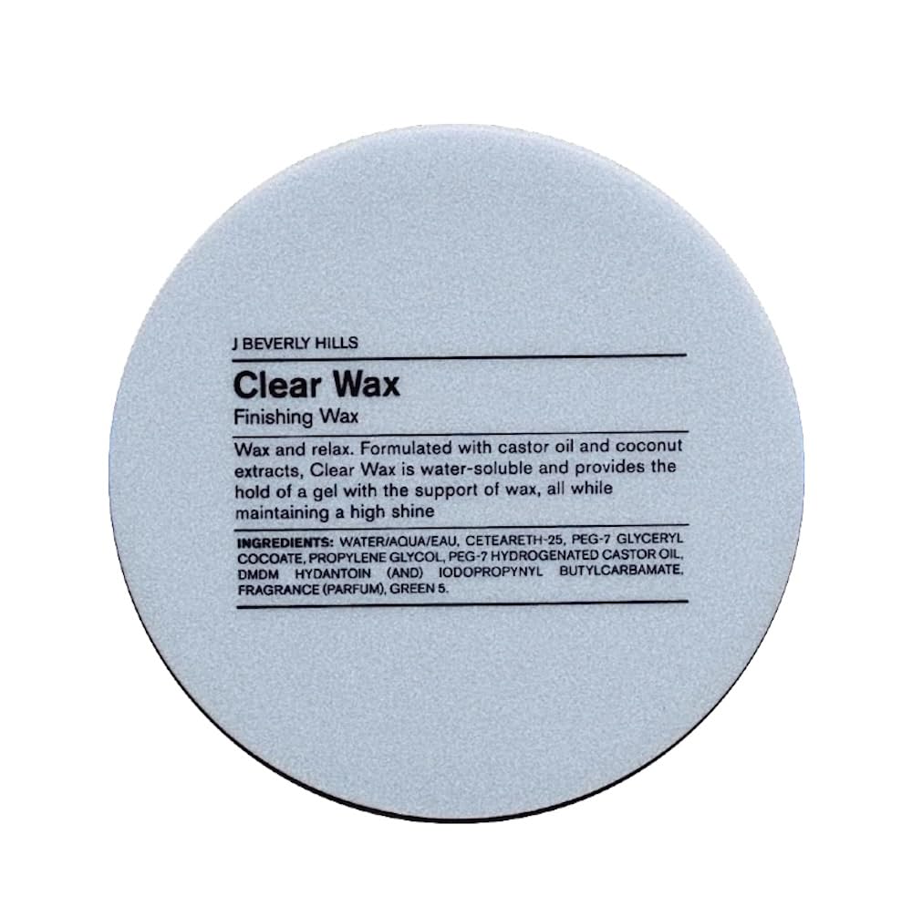 J Beverly Hills Blue Clear Finishing Wax bottle for a clean professional finish.