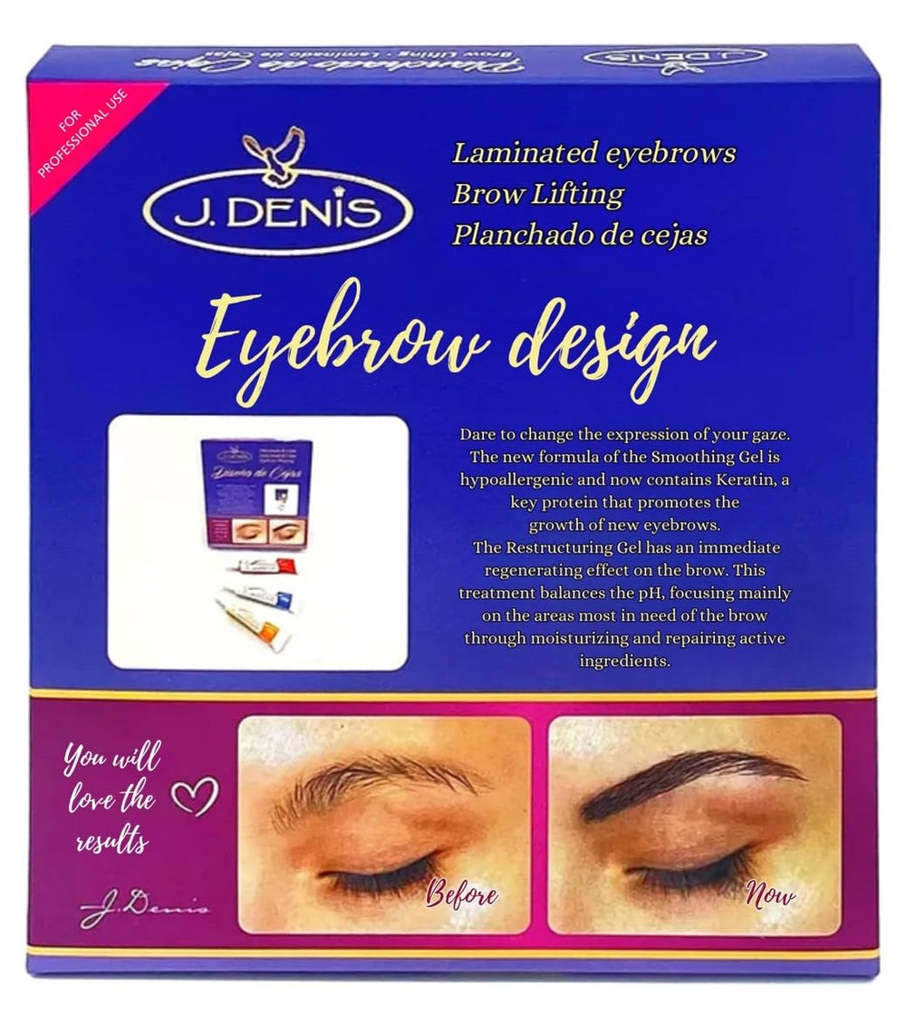 J. Denis Eyebrow Design Kit ironing gel in use for brow lift