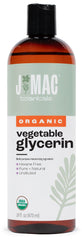J Mac Botanicals organic glycerin oil bottle close-up showing silky hydration for skin