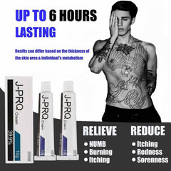 J-PRQ maximum-strength tattoo cream back label, clear usage directions for aftercare.