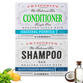 J.R.LIGGETT’S moisturizing shampoo bar on a shelf, gentle cleansing for all hair types.