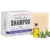 J.R.LIGGETT'S Tea Tree Shampoo Bar bottle close-up for gentle cleansing.