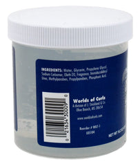 Cap close-up of Worlds Of Curls activator gel bottle for smooth application