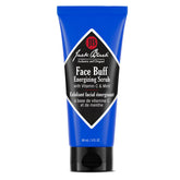 Jack Black Face Buff Energizing Scrub packaging shows premium clean design for daily grooming.