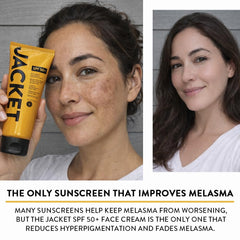 JACKET Sunscreen SPF 50+ ingredient list highlighting antioxidants and vitamin C