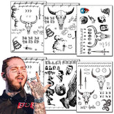 Jacknb 6-sheets temporary tattoos kit package with festival-ready designs