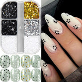 Jaliya laser polka dot sequins close-up for dazzling nail art finishes.