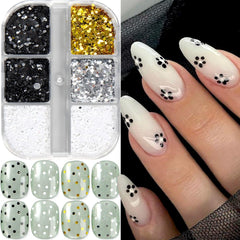 Jaliya laser polka dot sequins close-up for dazzling nail art finishes.