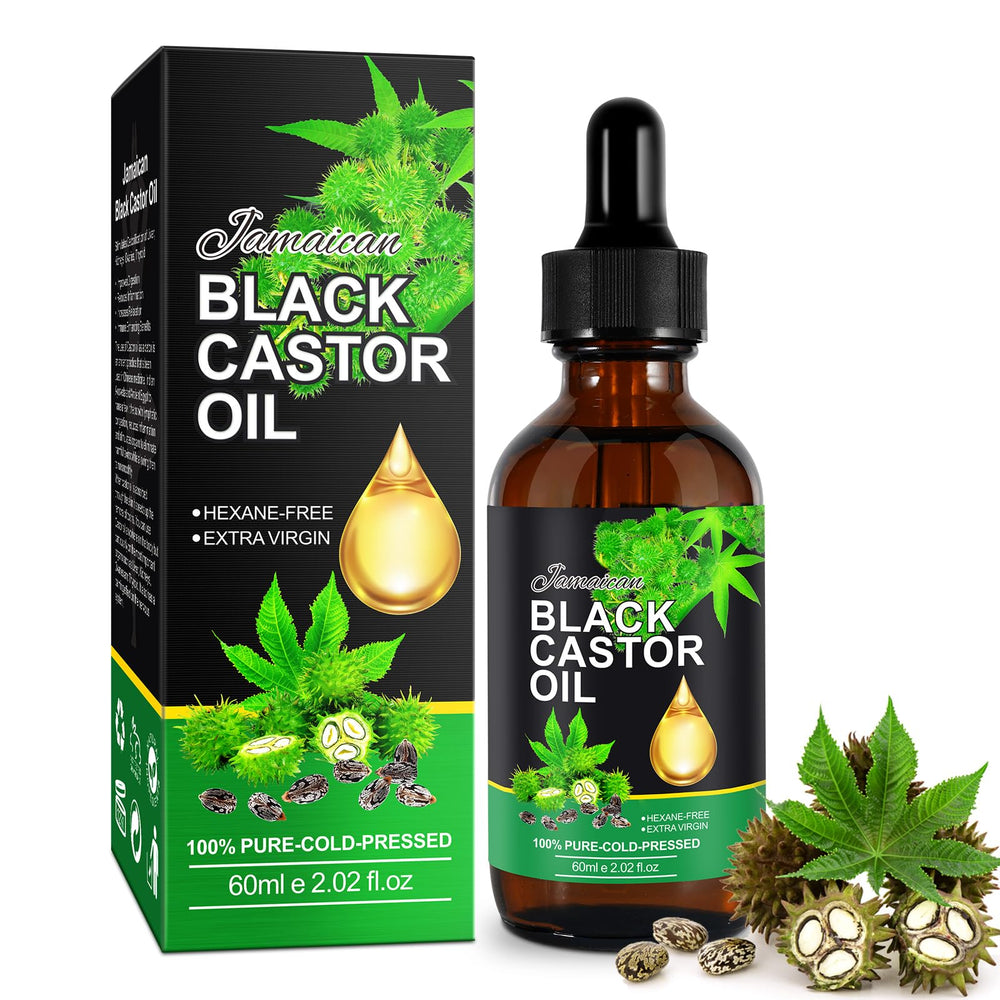 Jamaican Black Castor Oil 2oz bottle nourishes scalp and hair.
