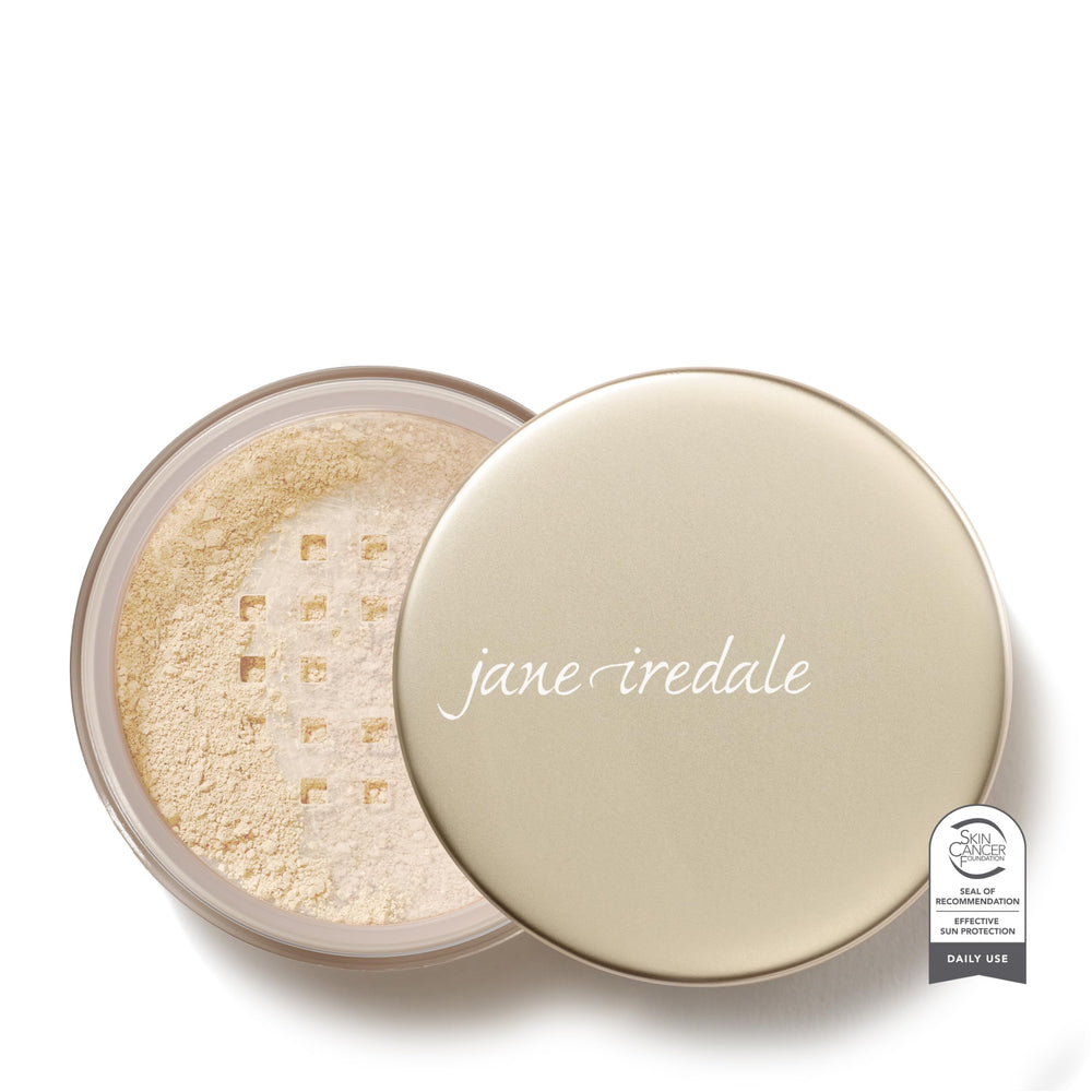 Jane Iredale Amazing Base loose mineral powder for redness concealment and luminous finish.