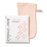 Jane Iredale Magic Mitt cloth over hand with warm water removing makeup gently.