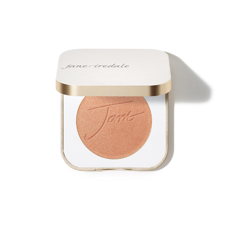 Jane Iredale PurePressed Blush compact close-up shows weightless color for a natural flush.