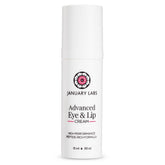 January Labs Advanced Eye and Lip Cream tube close-up showing nourishing texture for delicate skin.