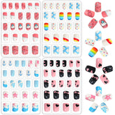 JANYUN kids fake nails with varied sizes and patterns for quick DIY nail art
