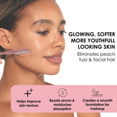 JAPONESQUE dermaplaner blades close-up showing ultra-sharp single blade for precise removal.