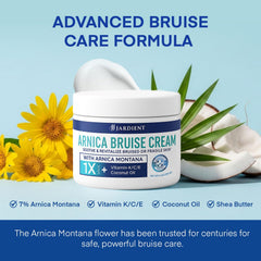 Jardient Arnica Bruise Cream label close-up highlighting Arnica Montana for bruise support