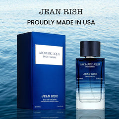 Jean Rish Aromatic Aqua packaging emphasizing premium USA-made fragrance