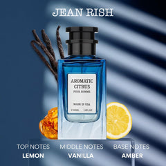 Jean Rish Aromatic Citrus bottle side angle highlights sleek, USA-made silhouette.