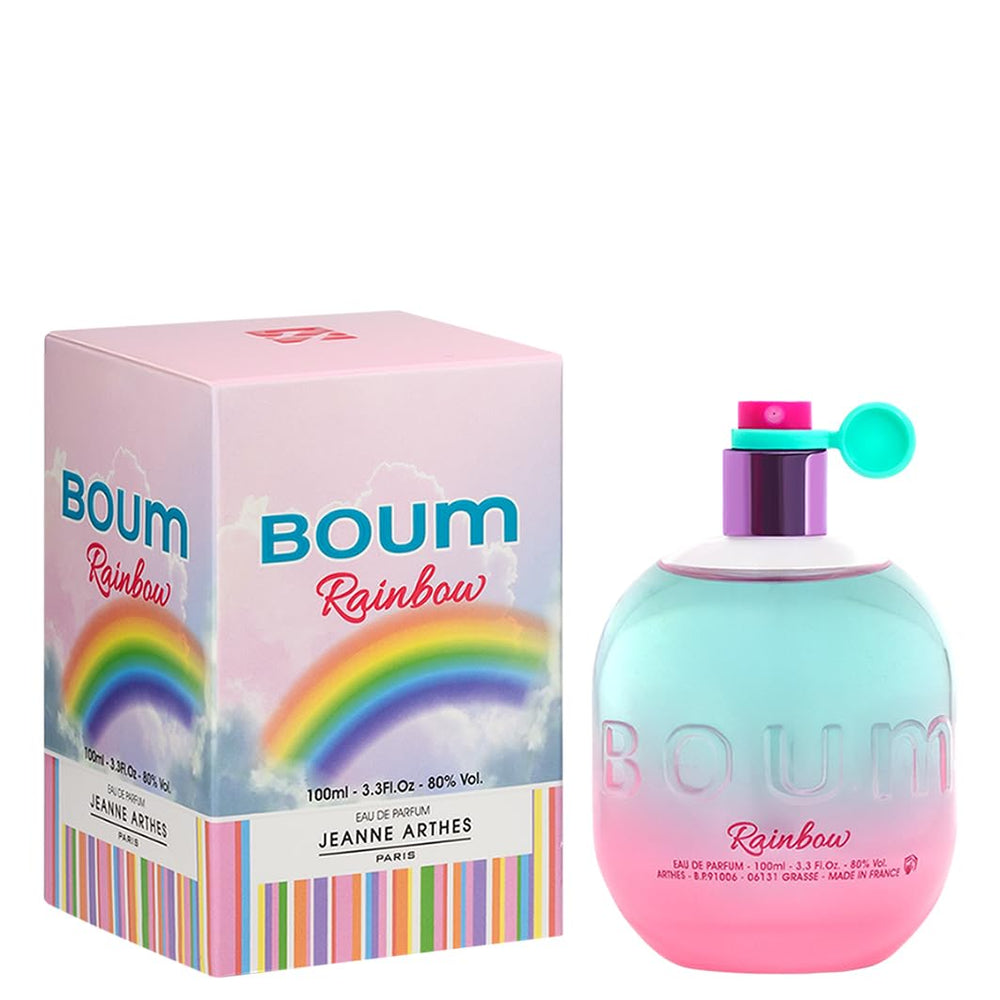 Jeanne Arthes Boum Rainbow bottle front, inviting a playful summer mood.