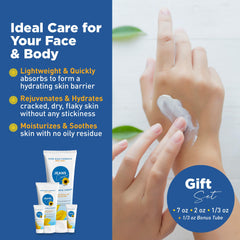 Jeans Cream gift set with four bottles, versatile sizes for daily care.