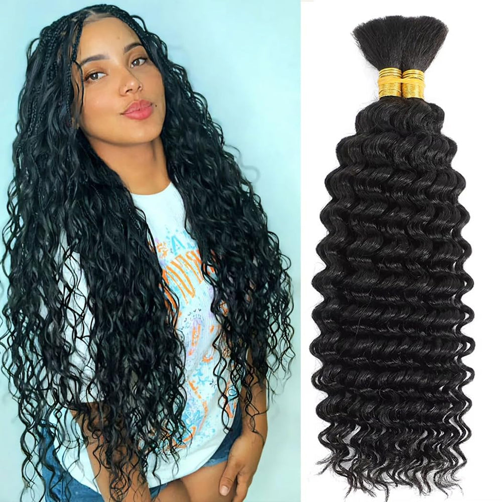 Jeekwiss human braiding hair deep wave 20inch close-up texture for natural-looking curls.