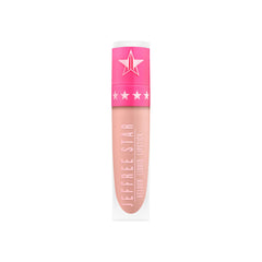 Jeffree Star Velour Lipstick I’m Nude swatches on skin demonstrate even color.