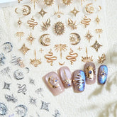 Jeillmone bohemian nail stickers with moon star snake embossing for chic DIY nails