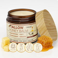 Jeirrzi beef tallow face jar delivers deep facial hydration for sensitive skin.