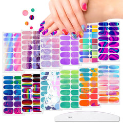 Jerclity aurora gradient nail stickers close-up with vivid color transitions for dramatic nails