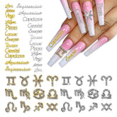 JERCLITY zodiac nail charms pack close-up showing gold and silver tones for versatile nail art