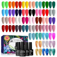 JEWHITENY 45-piece gel kit with diverse colors for at-home manicures