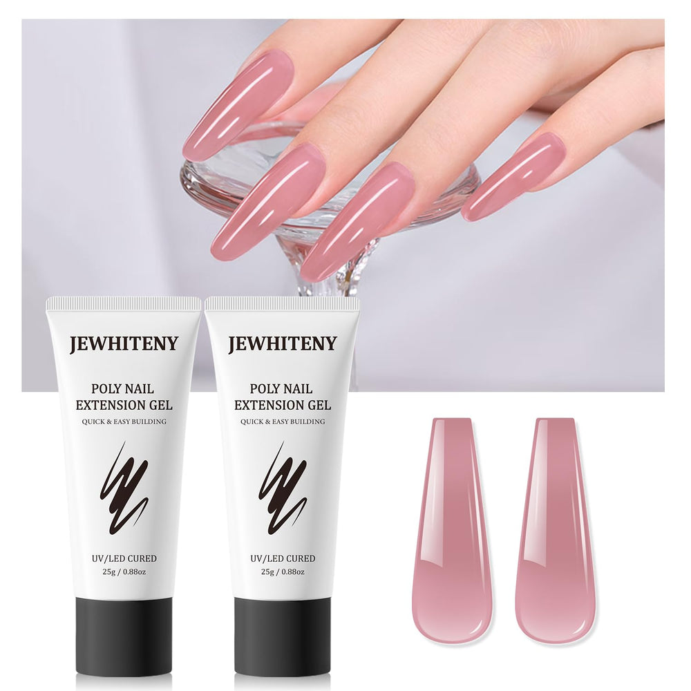 JEWHITENY pale pink poly nail gel 2pcs for natural-looking extensions.