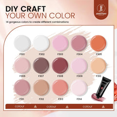 JEWHITENY poly gel color bottles in 14 hues.