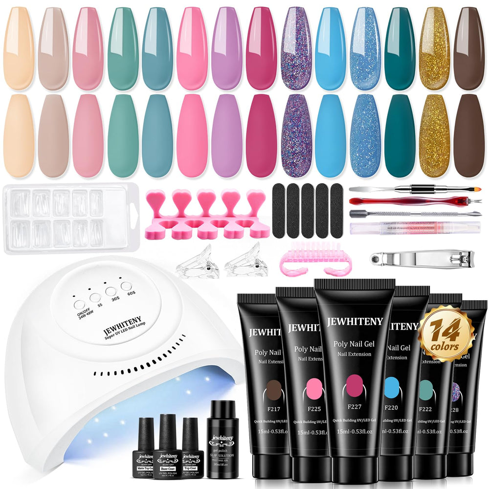 JEWHITENY poly gel kit with 48W lamp for fast nail curing